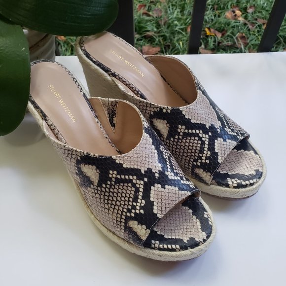 STUART WEITZMAN Wonda Espadrille Wedge Mule in Python Print Leather Size 9.5 - Picture 12 of 14